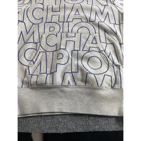 CHAMPION Reverse Weave Hoodie Mens Medium Sweatshirt All Over Print Sweater Gray - Picture 8 of 16